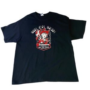 Graphic T-shirt Sin On Skin Tattoo Merch Nebraska Black 2XL 100% Cotton Like New